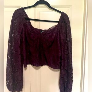 Express | Faux Corset & Lace Blouse | Bubble Sleeves | Size Medium